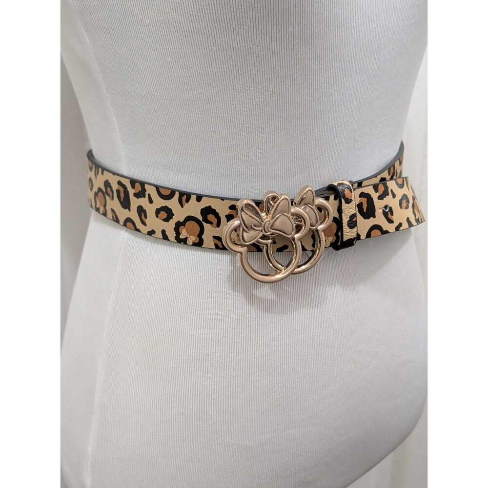 Disney Minnie Mouse Leopard Print Belt Gold Buckle Size Medium M NWT Kohl's